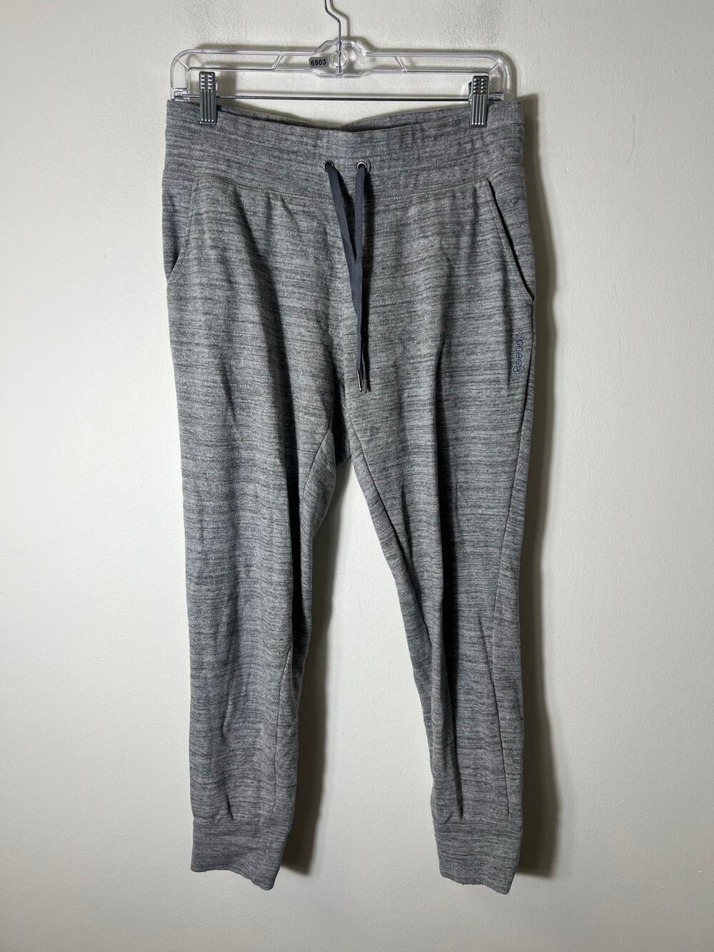 Womens Reebok Grey Athletic Drawstring Joggers Sz S